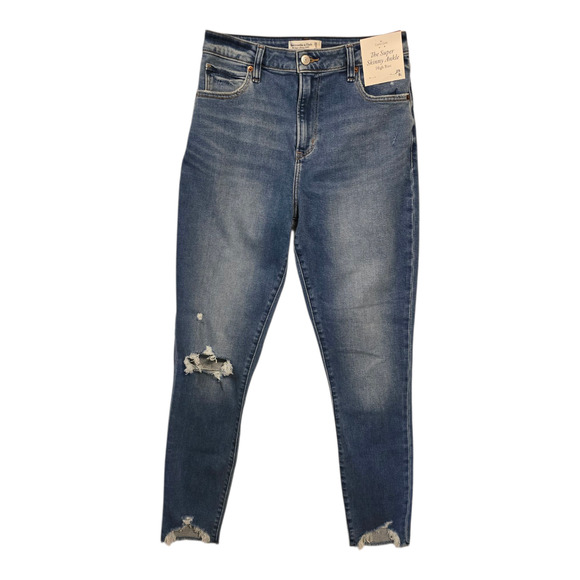 Abercrombie & Fitch Curve Love Jeans Womens 8 Long Blue The Super Skinny Ankle - Picture 1 of 13